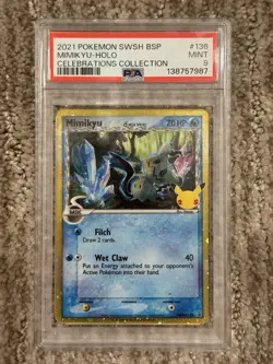 Pokemon Mimikyu TCG Holo Promo SWSH136 Celebrations PSA 9 - Image 1