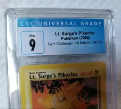 Pokemon Gym Challenge - Lt. Surge's Pikachu 1st Edition 84/132 CGC Graded 9 MINT - Image 4