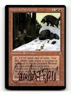 Grizzled Wolverine Signed by Cornelius Brudi Ice Age Magic the Gathering - Image 1