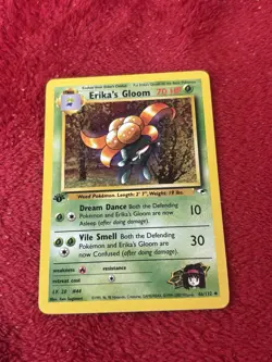 1st Edition Erika's Gloom 046/132 Gym Heroes Regular Wotc Pokemon Card Played - Image 1