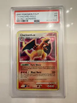 Pokemon TCG Charizard 3/132 Secret Wonders Holo Rare PSA 1 Graded Card 2007 - Image 1