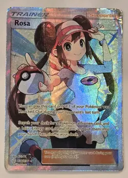 Rosa Full Art 236/236 Sm-Cosmic Eclipse Holo Card Pokemon Trainer *Damaged* - Image 1