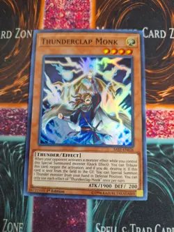 Yu-Gi-Oh! Thunderclap Monk SAST-EN026 Super Rare 1st Edition Near Mint - Image 1