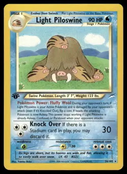Pokemon Cards Light Piloswine 26/105 1st Edition Neo Destiny WOTC Rare LP - Image 1