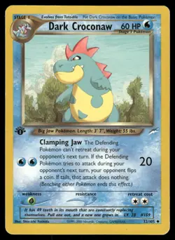 Pokemon Cards Dark Croconaw 32/105 1st Edition Neo Destiny WOTC Uncommon MP - Image 1