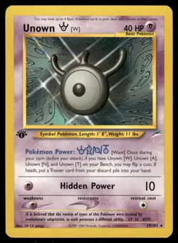Pokemon Cards Unown [W] 29/105 1st Edition Neo Destiny WOTC Rare LP - Image 1