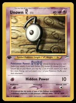 Pokemon Cards Unown [G] 27/105 1st Edition Neo Destiny WOTC Rare NM - Image 1