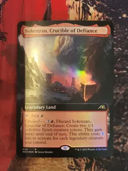MTG Card: Sokenzan, Crucible of Defiance (Kamigawa: Neon Dynasty) EXTENDED FOIL - Image 1