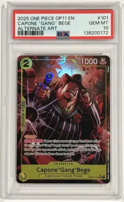 2025 One Piece OP11-101 Capone "Gang" Bege Alternate Art PSA 10 Gem Mint English - Image 1