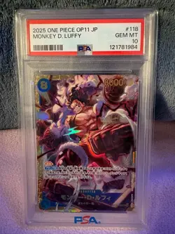PSA 10 2025 One Piece OP11-118 Monkey D Luffy 8000 Power Japanese - Image 1