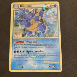 Pokemon TCG Blastoise 13/95 Cracked Ice HOLO BLEED ERROR Rare HGSS Card LP - Image 1