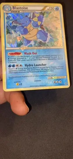 Pokemon TCG Blastoise 13/95 Cracked Ice HOLO BLEED ERROR Rare HGSS Card LP - Image 2