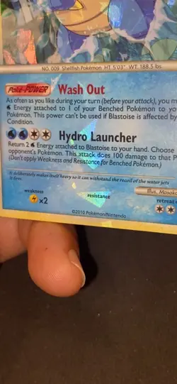 Pokemon TCG Blastoise 13/95 Cracked Ice HOLO BLEED ERROR Rare HGSS Card LP - Image 4