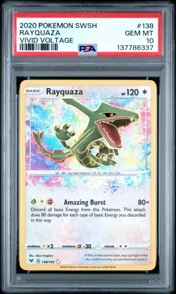 2020 POKEMON SWORD & SHIELD VIVID VOLTAGE #138 RAYQUAZA PSA 10 - Image 1
