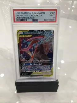 Greninja & Zoroark GX 107/214 PSA 9 Sm-Unbroken Bonds Holo Pokemon TCG - Image 1