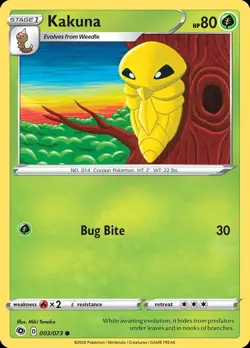 Pokemon Kakuna (3/84) Champion's Path LP REVERSE HOLO - Image 1