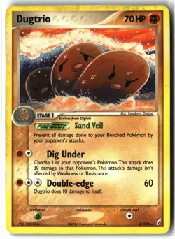 Dugtrio ⭐ 5/100 Rare Crystal Guardians 2006 Pokemon MP - Image 1