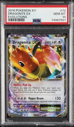 2016 POKEMON XY EVOLUTIONS #72 DRAGONITE EX PSA 10 - Image 1