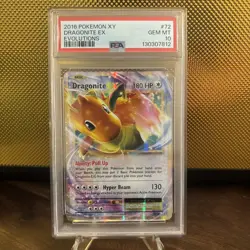 2016 POKEMON XY EVOLUTIONS #72 DRAGONITE EX PSA 10 GEM MINT - Image 1