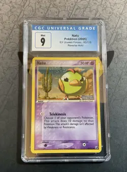 Natu Pokemon 2005 EX Unseen Forces 63/115 Reverse Holo CGC 9 - Image 1