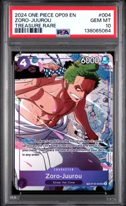One Piece Zoro-Juurou Treasure Rare OP09 TR Emperors ST18-004 English PSA 10 - Image 1