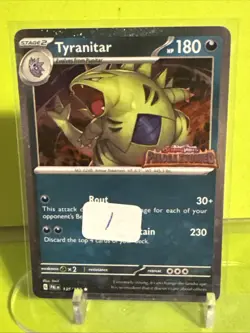 Tyranitar 135 Pokemon S&V Paldea Evolved Stamped Cosmos Holo Promo Card!!! - Image 2