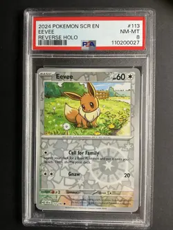 Eevee 113 PSA 8 2024 Pokemon SCR EN Reverse Holo - Image 1