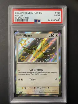 Pidgey 196 PSA 9 2024 Pokemon Shiny Rare PAF EN - Image 1