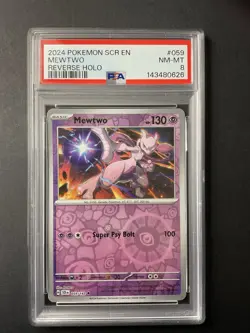 Mewtwo 059 PSA 8 2024 Pokemon Reverse Holo SCR EN - Image 1