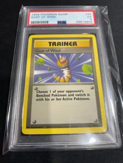 1999 Gust Of Wind #93 Base Set Original Pokemon Trainer Card PSA 5 - Image 1