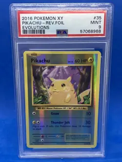 2016 Pokemon XY Evolutions Pikachu 35/108 Reverse Holo MINT PSA 9 - Image 1