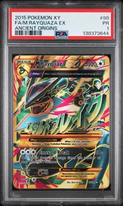2015 POKEMON XY ANCIENT ORIGINS #98 FULL ART/M RAYQUAZA EX PSA 1 - Image 1