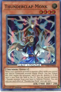 3 X YU-GI-OH THUNDERCLAP MONK 1ST ED SUPER RARE MINT SAST-EN026 - Image 1