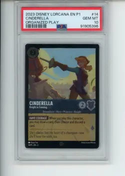 2023 Disney Lorcana Cinderella #14 14/P1 Foil League Promo PSA 10 (396) - Image 1