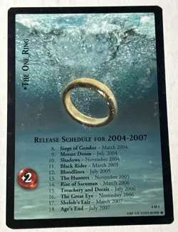 2003 Decipher Lord Of The Rings TCG LOTR THE ONE RING Card #4M1 Light Play - Image 1