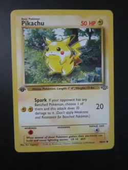 PIKACHU POKEMON CARD 1ST EDITION 60/64 JUNGLE NON HOLO NEVER PLAYED EX+ NM- - Image 1