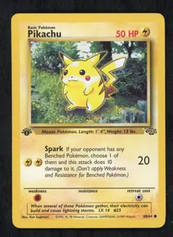 Pokemon Card Pikachu 60/64 Jungle Regular 1st Edition LP - Image 1