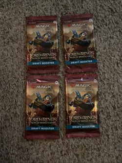 4 Packs MTG Lord of the Rings: Tales of Middle Earth Draft Booster Pack 2023 NEW - Image 1