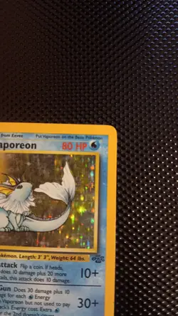 Near Mint Great Holo Vaporeon 12/64 Jungle Series Pokemon Card - Image 3