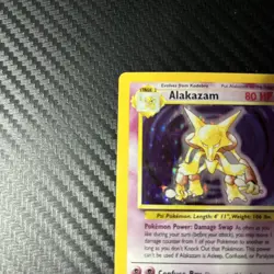 Pokemon TCG Alakazam Base Set Holo Card 1/102 HEAVY PLAYED - Image 2