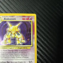 Pokemon TCG Alakazam Base Set Holo Card 1/102 HEAVY PLAYED - Image 3