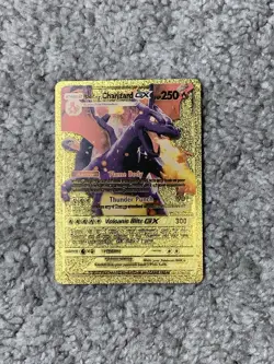 Shining Charizard GX HP250 Flame Body Gold Foil Fan Art Display Card NM! - Image 1