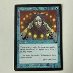 1x Signed Brainstorm - Mercadian Masques MtG- Signed - LP - FREE SHIPPING - Image 1