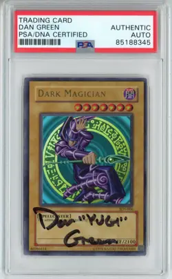 PSA Signed Dan Green Yu-Gi-Oh! TCG Dark Magician Yugi SDY-006 Unlimited UR - Image 1