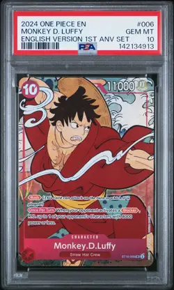 2024 ONE PIECE ENGLISH VERSION 1ST ANV SET #006 MONKEY D. LUFFY PSA 10 - Image 1
