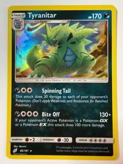 Pokemon TCG Tyranitar Holo Rare Card Sun & Moon Team Up 2019 85/181 - Image 1