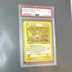 Pokemon TCG 1999 Fossil Raichu 14/62 Holo Rare Unlimited PSA 7 Card Pokemon - Image 1