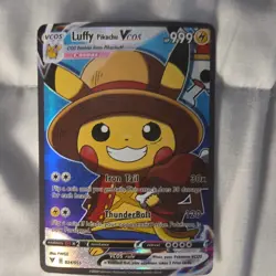 Pokemon Luffy Pikachu VCOS 024/055 Full Art Holo Card 999HP Iron Tail - Image 1