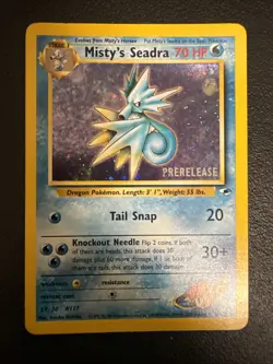 Misty's Seadra 9/132 Prerelease Holo Pokemon Card NM - Image 1