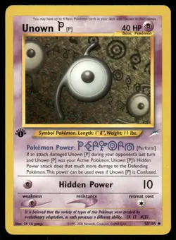 Pokemon Cards Unown [P] 58/105 1st Edition Neo Destiny Uncommon NM - Image 1